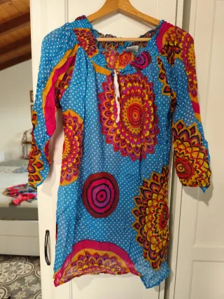 Tunica Hippie Cotone Multicolor Taglia Unica