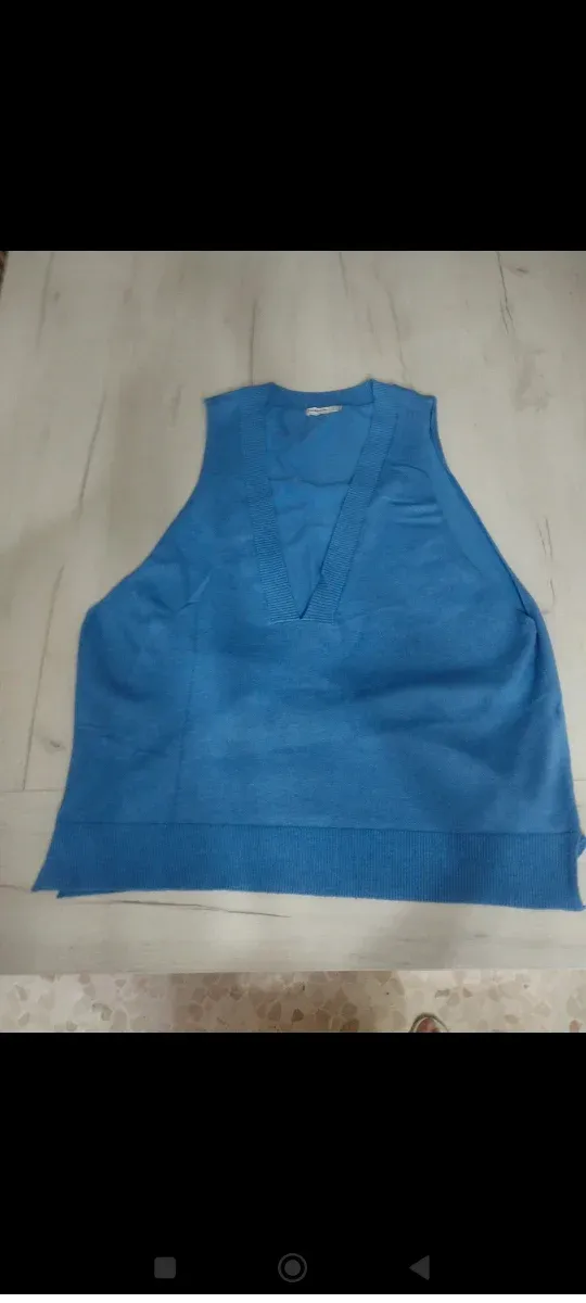 Chaleco de punto azul overside