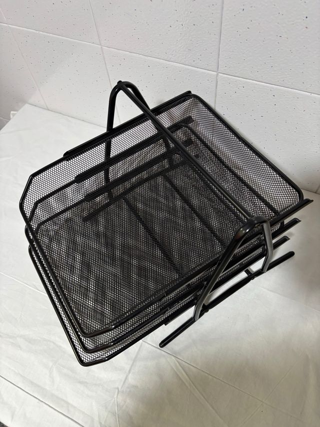 Bandeja organizador escritorio metal negro