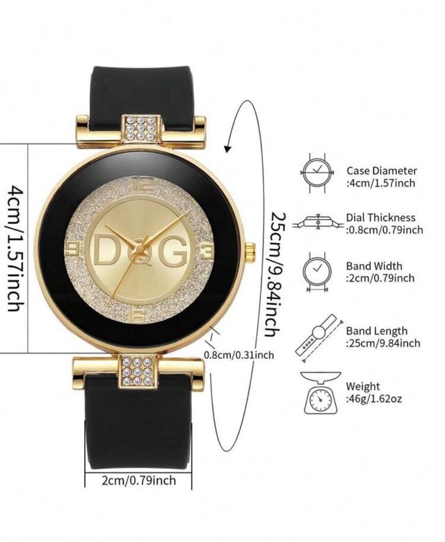 Reloj elegante dorado y negro mujer