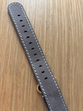 Correa de ante gris con hebilla dorada