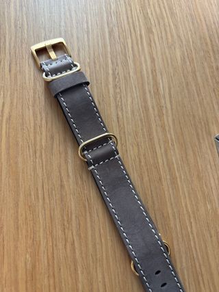 Correa de ante gris con hebilla dorada