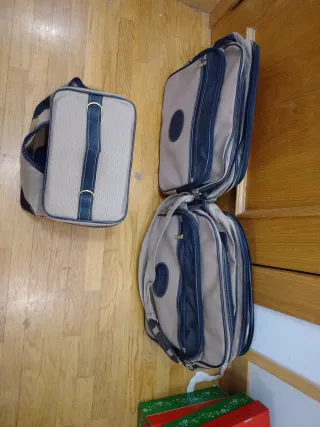 Bolsa de ordenador y neceser eige y Marron  tela.