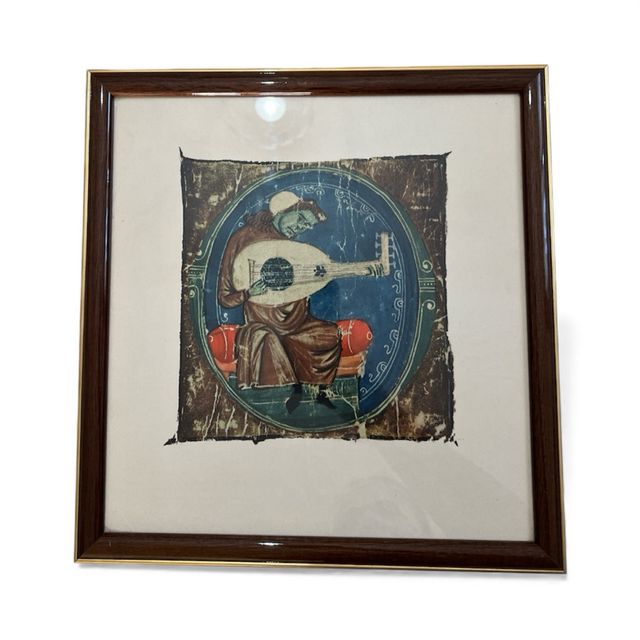 Quadro vintage giullare con liuto