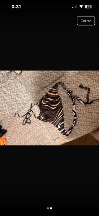 Conjunto de bikini rayas marrón