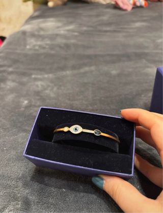 Pulsera Swarovski Dorada con Cristales Azules