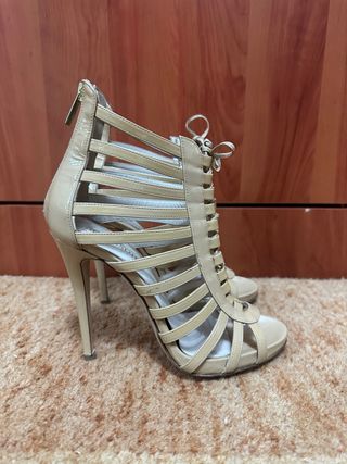 Sandali donna beige con tacco alto