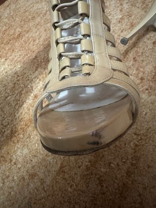 Sandali donna beige con tacco alto