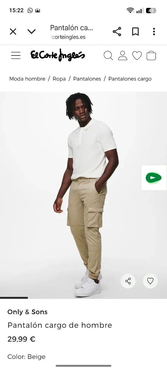 Pantalones Cargo Beige Hombre Talla L