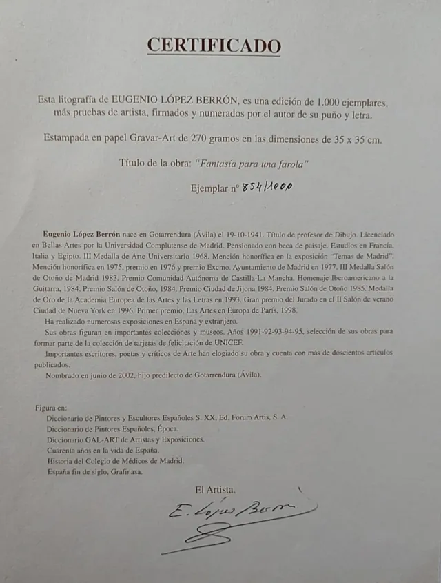 Litografía autentificada