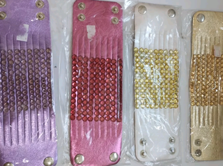 4 braccialetti similpelle strass
