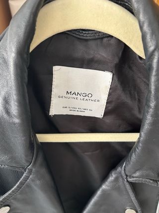 Cazadora Biker Piel Negra Mango