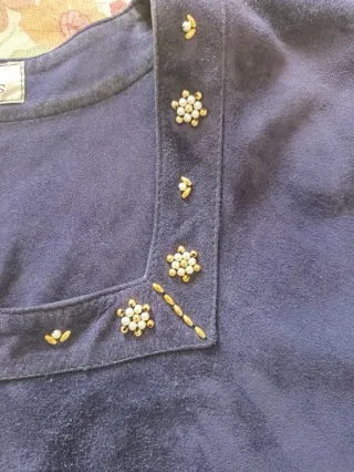 Conjunto falda y cuerpo azul de ante