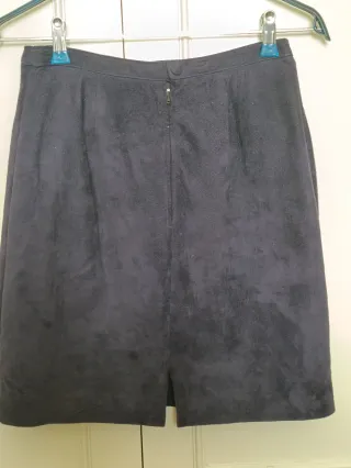 Conjunto falda y cuerpo azul de ante