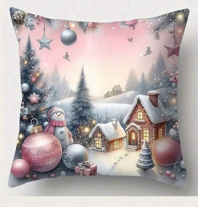 4 Fundas de cojines  Navideño Rosa