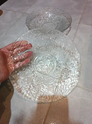 Set di 2 Antichi Piatti Profondi in Vetro