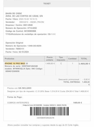 iPhone 16 Pro Max Blanco Titanio 256GB