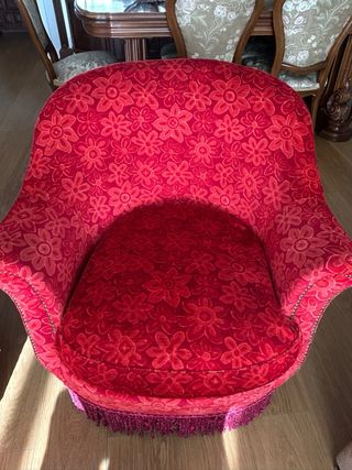 2 Poltroncine Vintage Rosse con Imbottitura in Piume