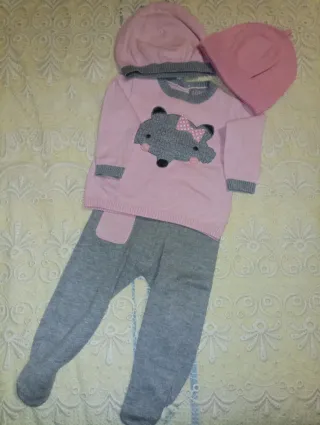 Conjunto bebé rosa y gris zorro Boboli 3 meses