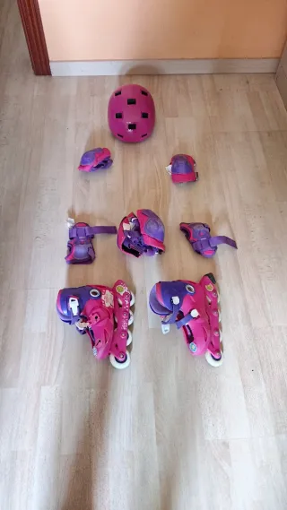 Patines rosas y morados talla niña de 5 años