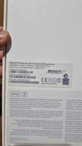 Scatola iPad Air 2 64GB WiFi Grigio