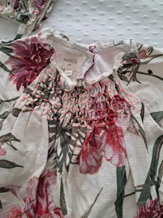 Conjunto Nanos Vestido y Capota Flores