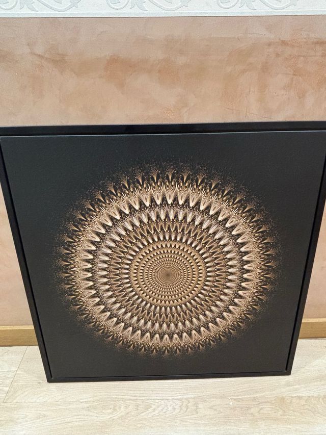 Cuadro Decorativo Mandala Negro Dorado