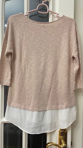 Camiseta punto Stradivarius rosa Talla S