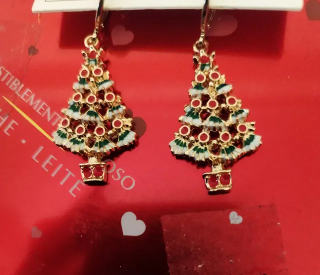 Pendientes árbol de Navidad dorados