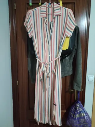 Vestido camisero a batela rayas