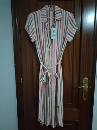 Vestido camisero a batela rayas