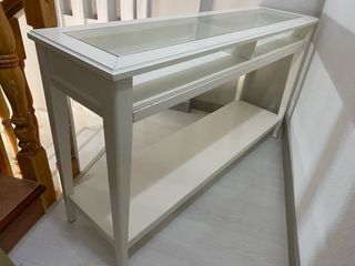 Mesa consola blanca y cristal ikea liatorp 133X37