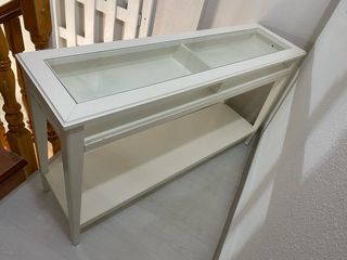Mesa consola blanca y cristal ikea liatorp 133X37
