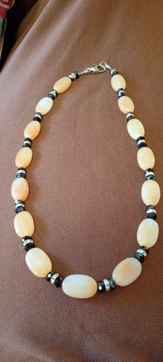 Collana donna perle agata rosa e argento