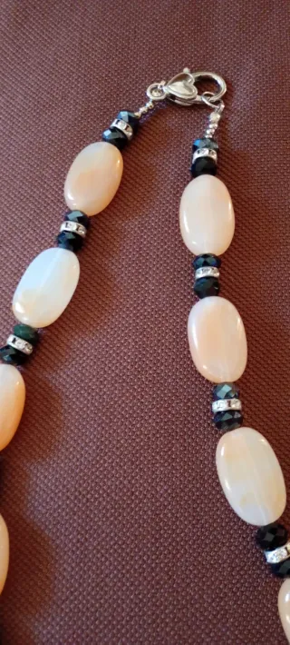 Collana donna perle agata rosa e argento