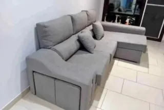 Sofá modular gris tela