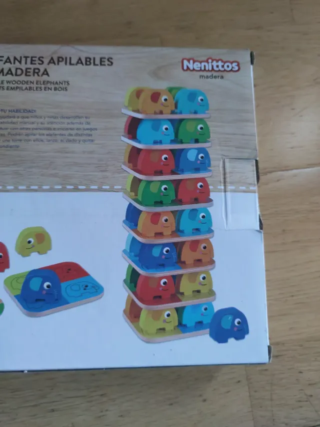 Elefantes apilables de madera Juguettos