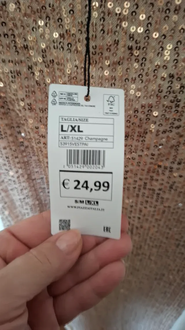 Abito lungo paillettes frange