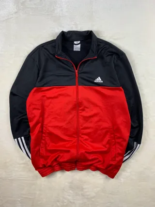 Felpa Zip Adidas Vintage Y2K Nera/Rossa