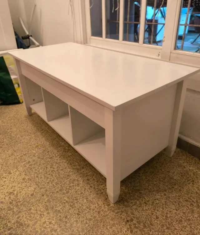 Mesa centro elevable blanca