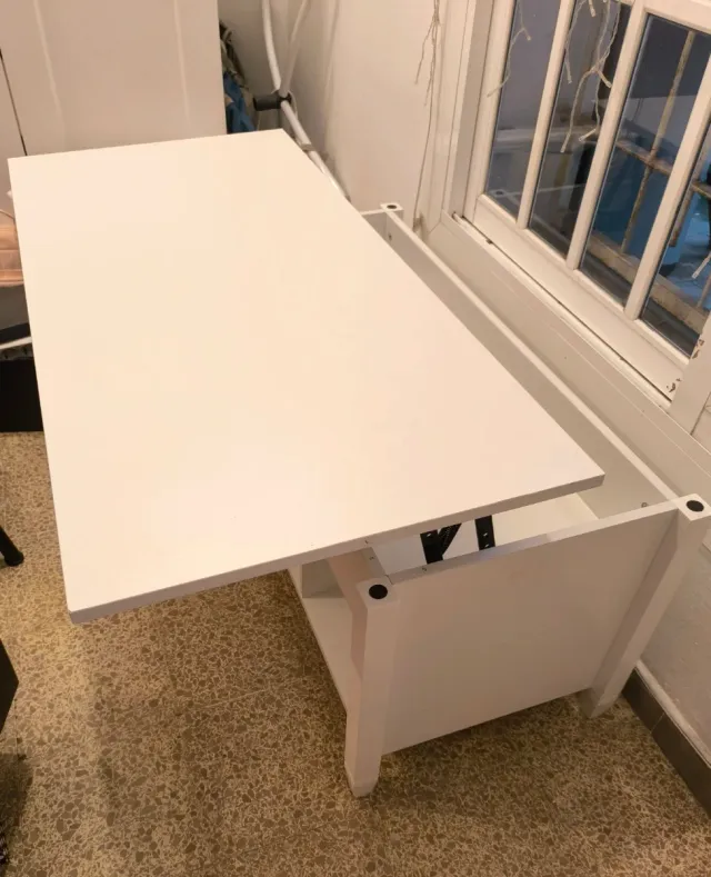 Mesa centro elevable blanca
