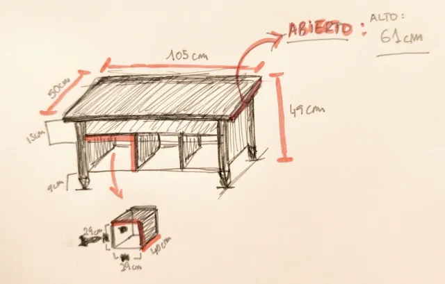 Mesa centro elevable blanca