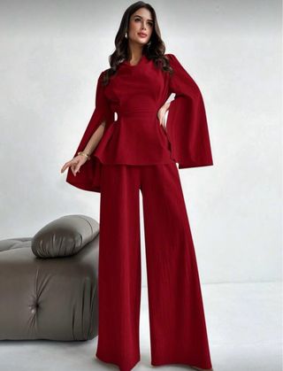 Conjunto elegante rojo mujer
