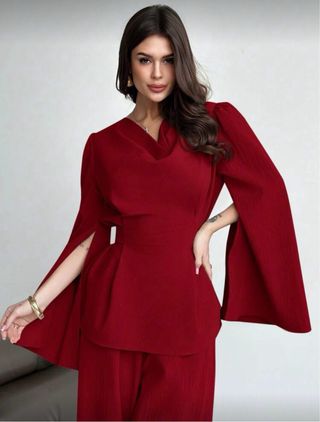 Conjunto elegante rojo mujer