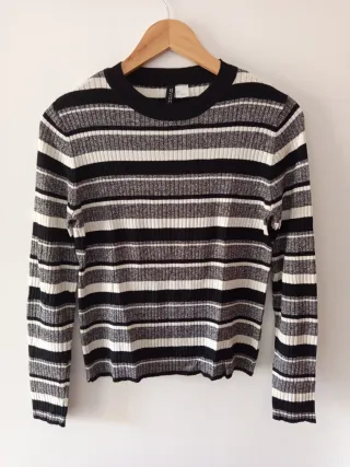 Camiseta H&M rayas blanco, negro y gris