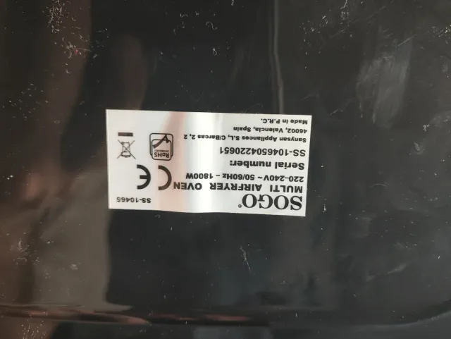 Air fryer SOGO Freidora Aire Multifunción SS-10