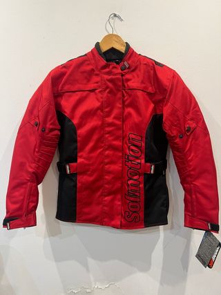 Cazadora moto mujer Solmotion roja y negra