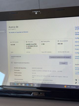 ASUS - 960GB SSD - 10GB RAM - BATERÍA NUEVA