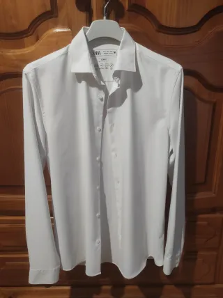 Camisa Zara Blanca Talla S Slim Fit