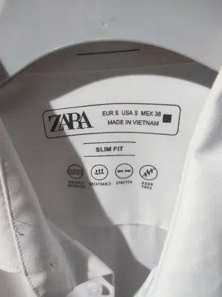 Camisa Zara Blanca Talla S Slim Fit